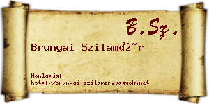 Brunyai Szilamér névjegykártya